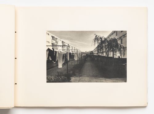 Exterior view showing gardens and clothes lines between type A housing units, Hellerhof Housing Estate, Frankfurt am Main, Germany