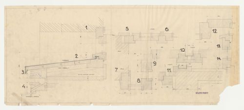 Sectional details for a door for a housing unit, possibly for Hellerhof Housing Estate, Frankfurt am Main, Germany