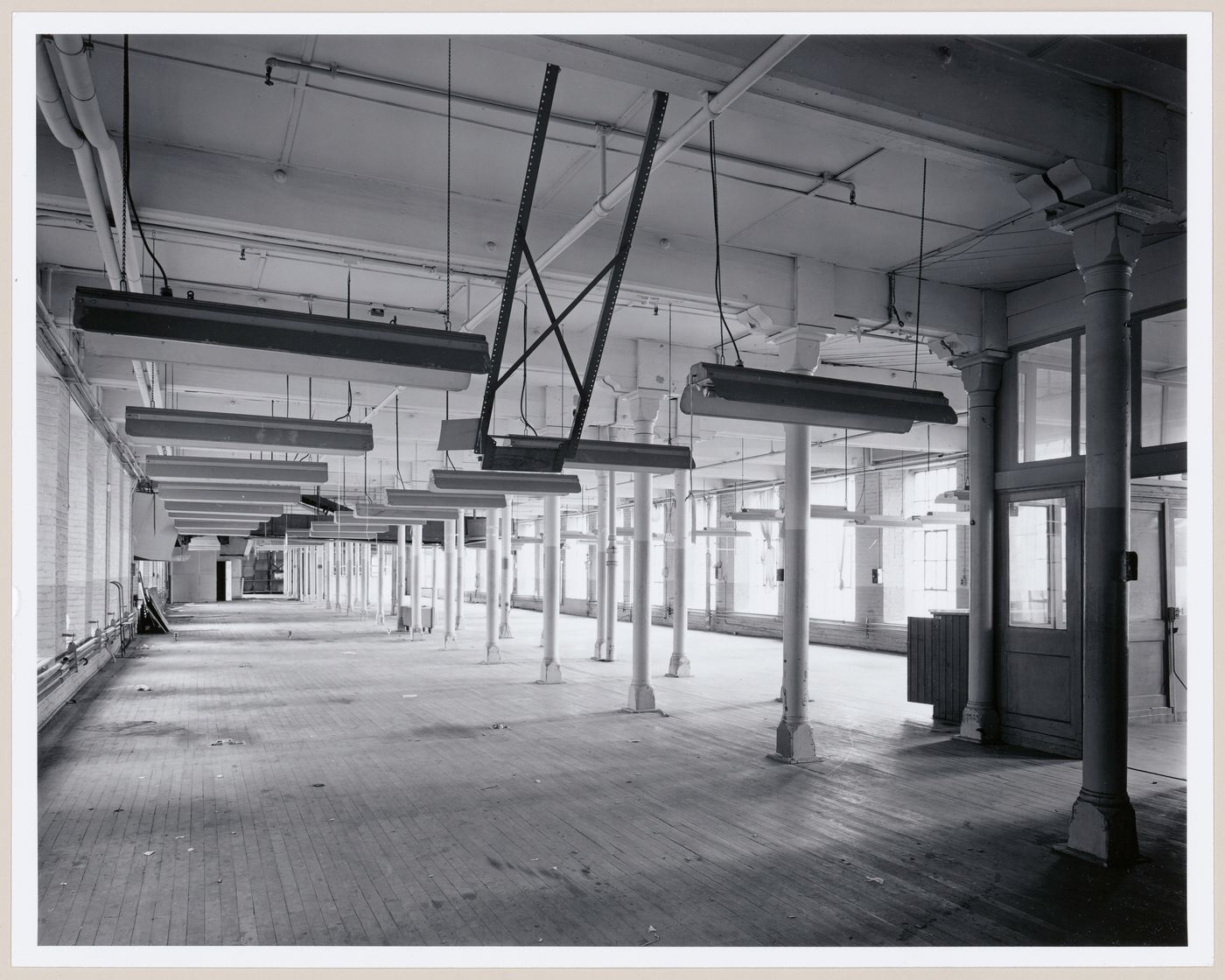 Interior view of workshops on the second floor of the Belding Corticelli Spinning Mill, Montréal, Québec
