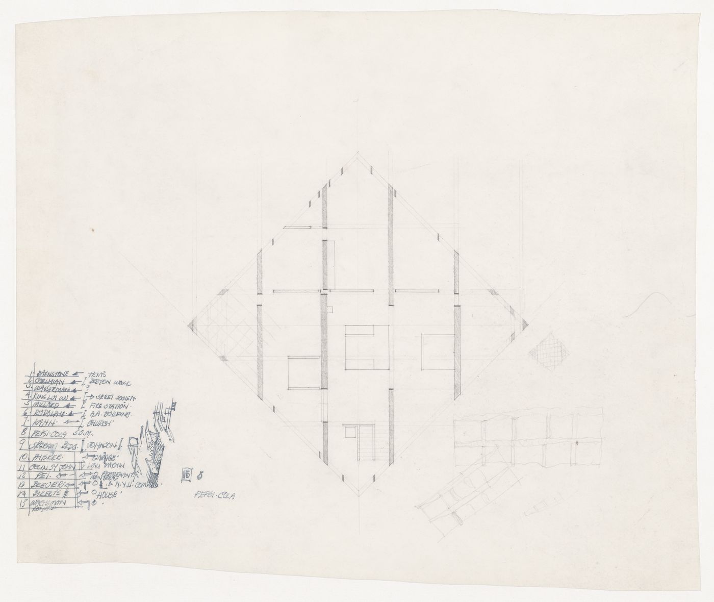 Plan with notes for Diamond House B