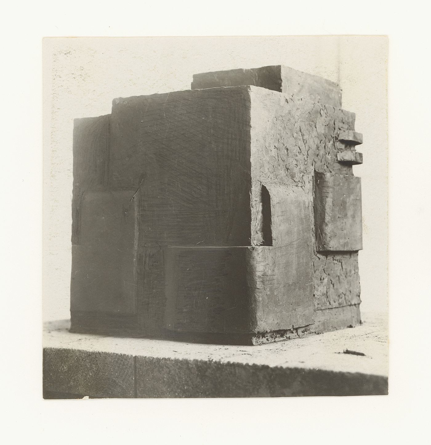 Photograph of a student model on the topic "Finding and Constructing a Voluminous Form Based on Contrast and Rhythmical Combinations of Elements: Turn of the Form" for the "Space" course at the Vkhutemas (Higher State Artistic Technical Studios), Moscow