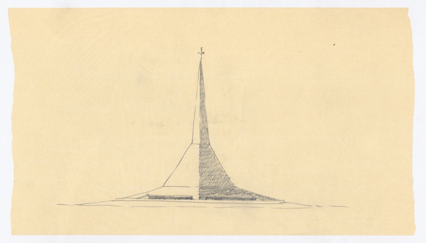 Sketched elevation, North Christian Church, Columbus, Indiana