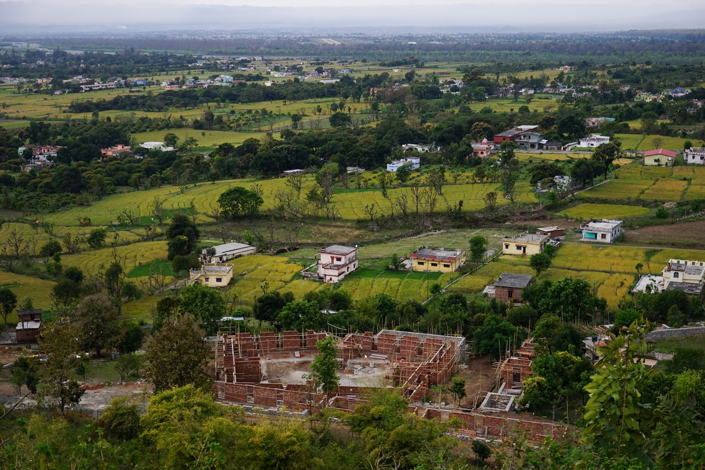 Weavers' Studio : view of site toward valley showing workshop under construction