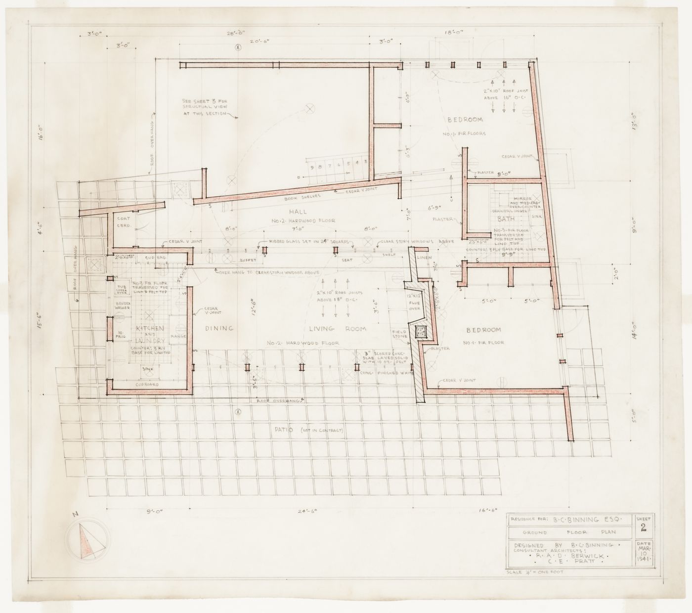 B.C. Binning House: Ground Floor Plan