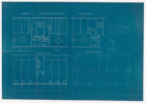 Foundation plan, plans and partial section for two types of housing units for Blijdorp Workers' Housing Quarter, Rotterdam, Netherlands