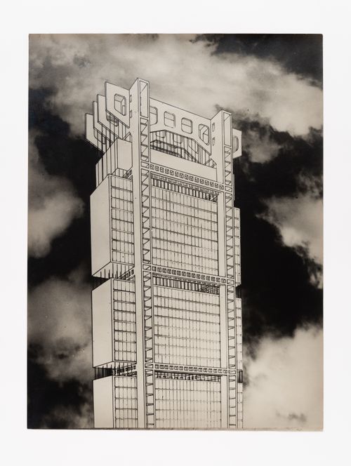 Axonometric view for Edifico suspendido de oficinas