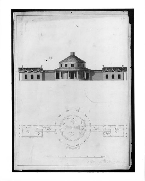 Elevation and ground plan of a cottage for Mr. Stuart, Mitcham