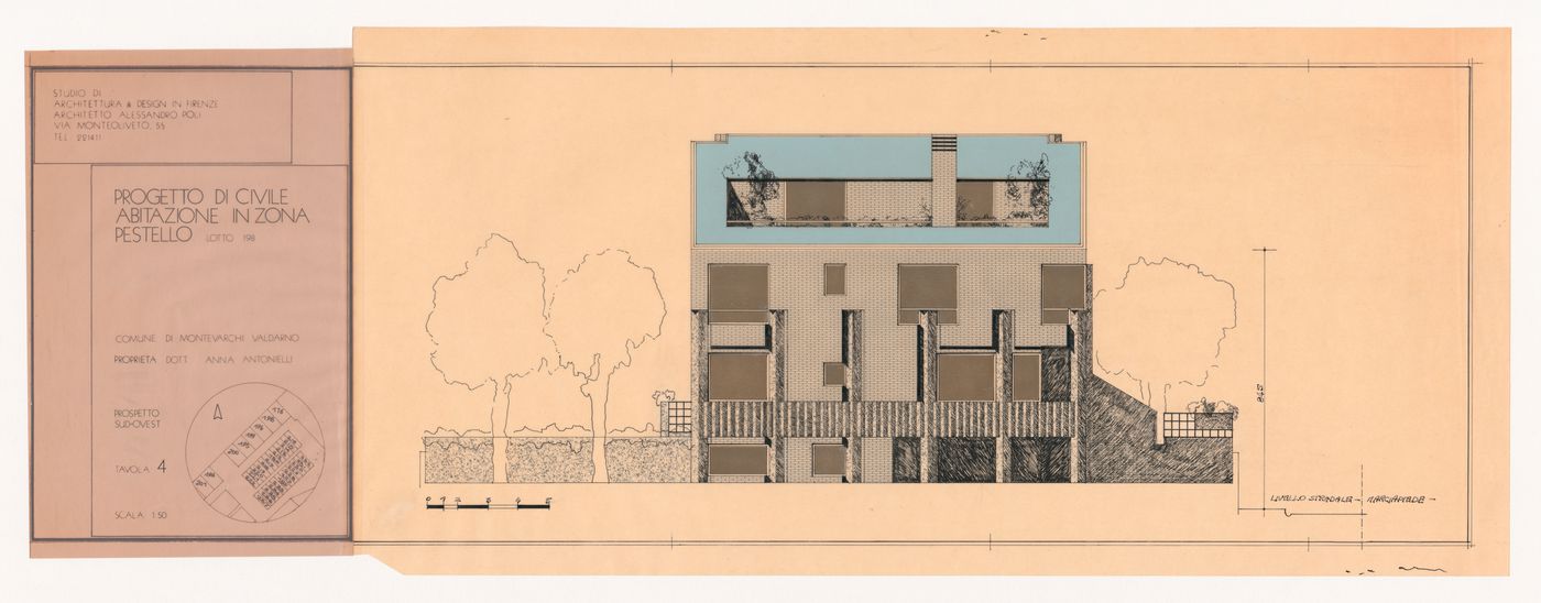 Elevation for Casa Antonielli, Pergine Valdarno, Italy