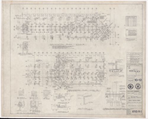 Foundation plans and details for Twin Parks West, Site 10-12, Bronx, New York