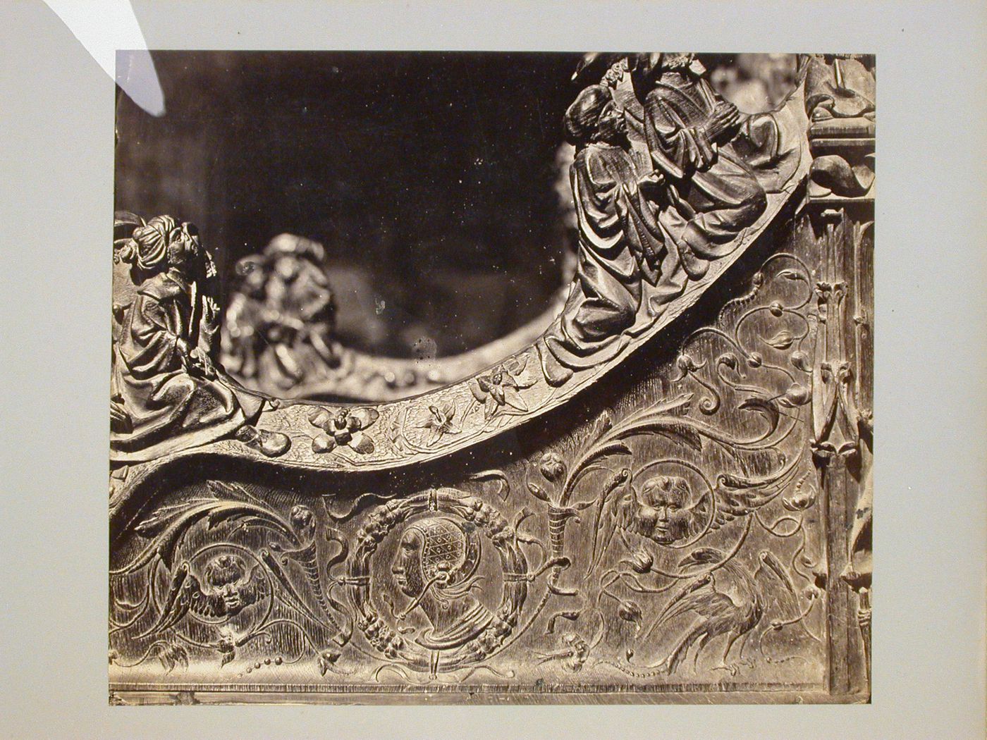Amiens Cathedral, interior detail of carved wooden choir stall, Amiens, France