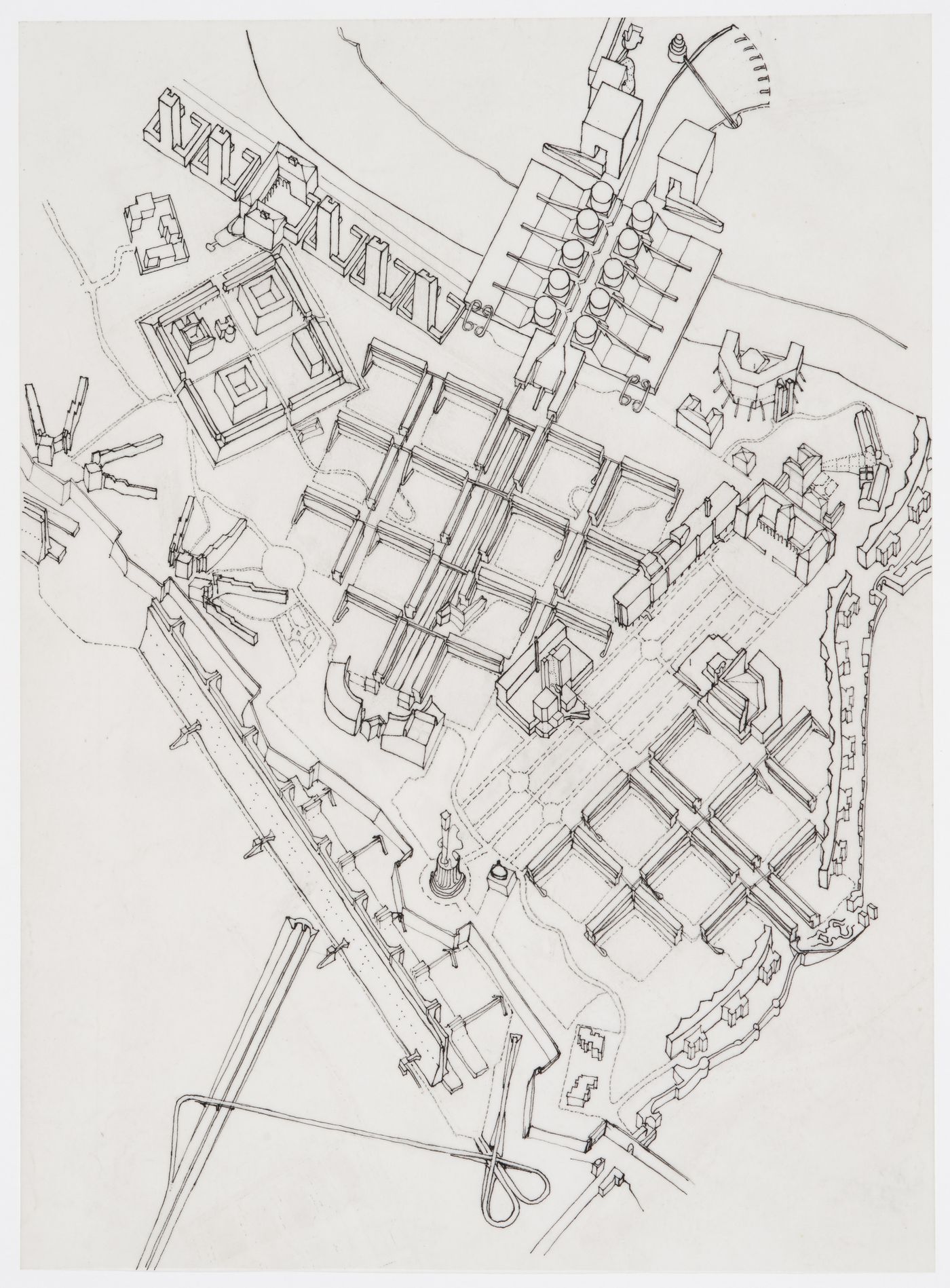 Roma Interrotta exhibition, Rome, Italy: aerial axonometric