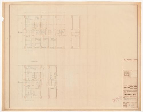 Typical thru floor unit plans for Twin Parks West, Sites R5-7, 10-12, 6, Bronx, New York
