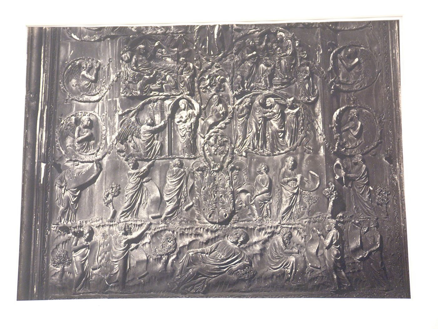 View of bas-relief details on west façade, Orvieto, Italy