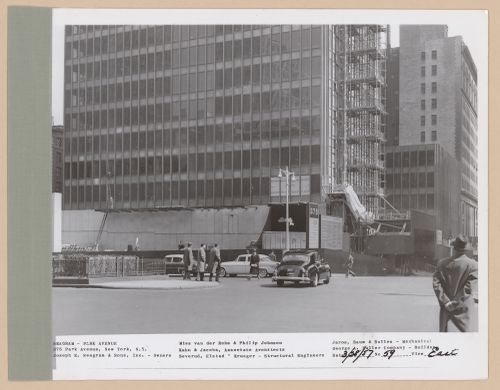Seagram building under construction, 375 Park avenue, New York, N.Y., east view