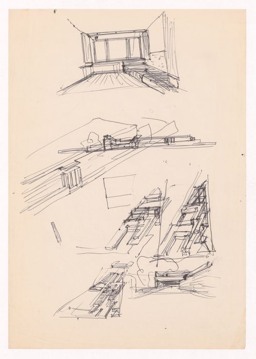 Sketch perspective and axonometric views for Habitação A. Felgueiras, Porto, Portugal