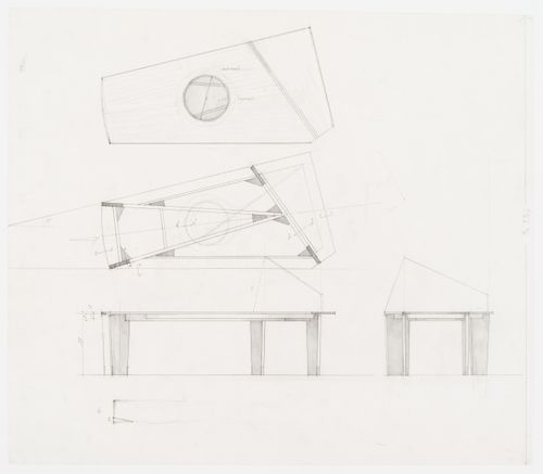 Drawings for the table in the living room for, Casa Insinga, Milan, Italy