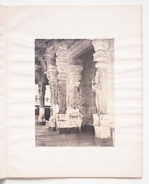 Madura.  Trimul Naik's choultry, entrance from portico to central nave from outside.