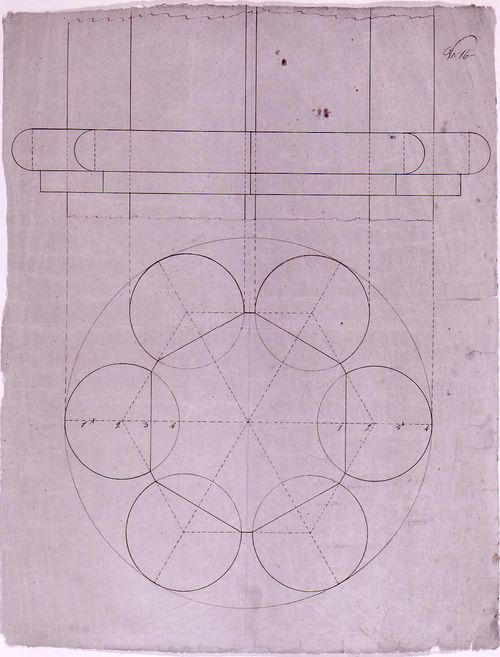 Plan and partial elevation for a column for the tribune for Notre-Dame de Montréal