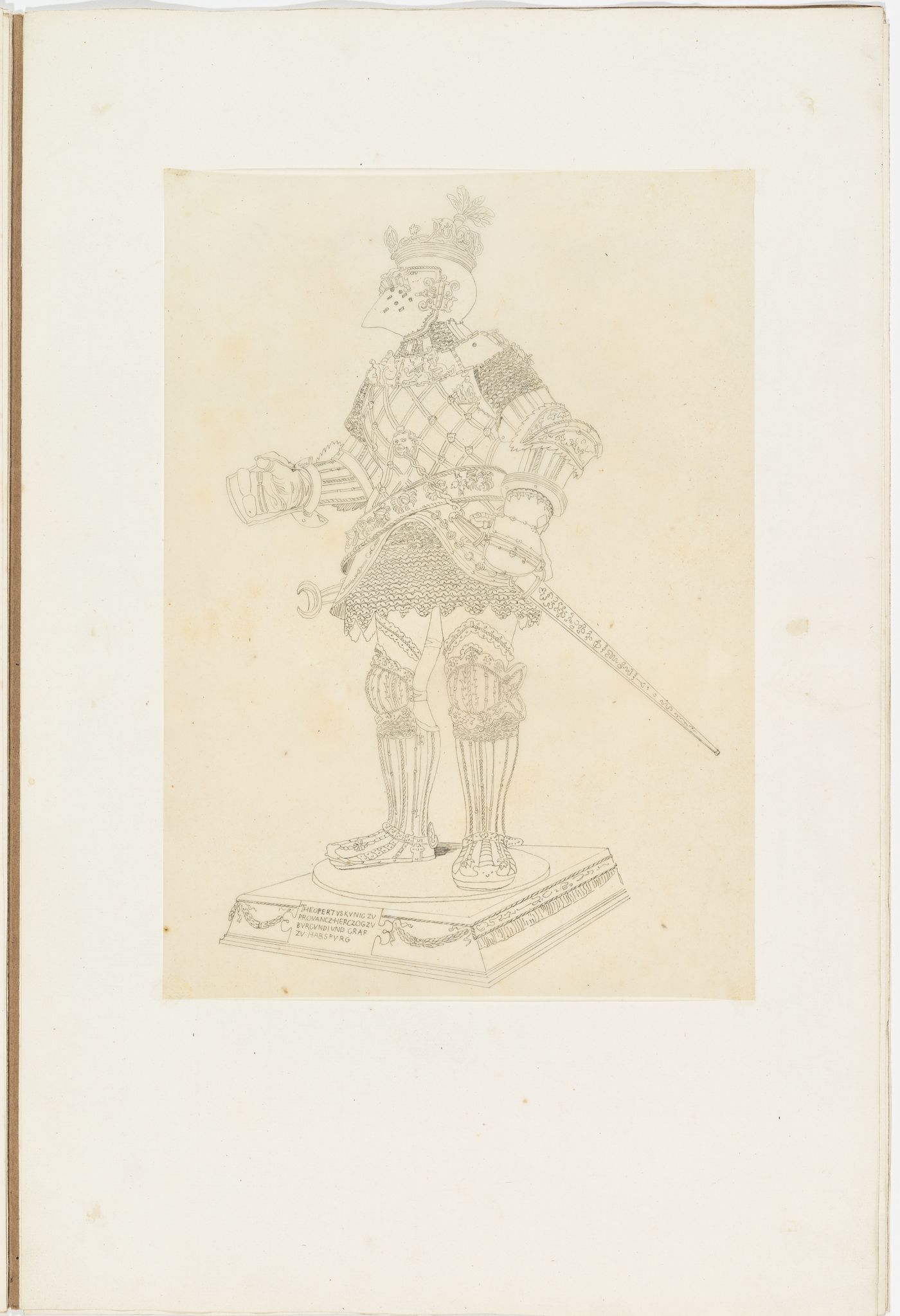 Drawing of the statue of Theodoric, King of the Eastern Goths from the cenotaph of Emperor Maximilian I, Hofkirche, Innsbruck