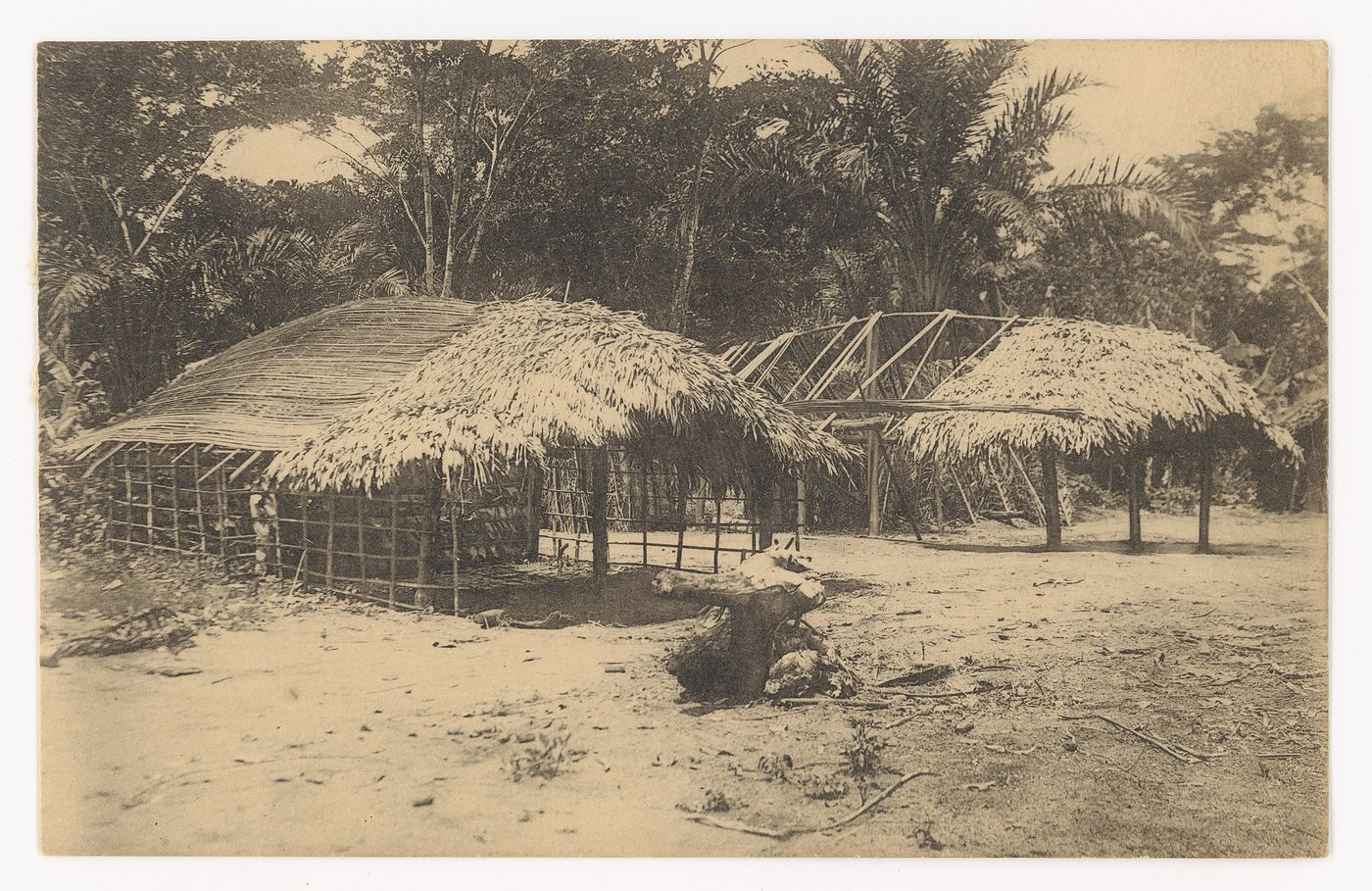 Postcard of traditional architecture in the Congo