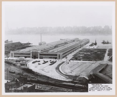Aerial [?] view of the Assembly Building, Ford Motor Company Automobile Assembly Plant, Edgewater, New Jersey