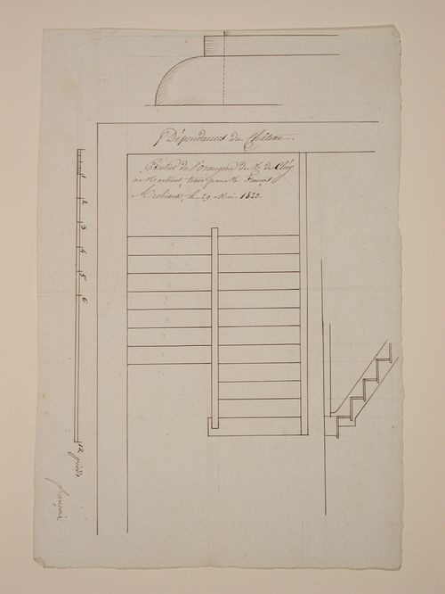 Plan and section of the staircase, Château de Marliens