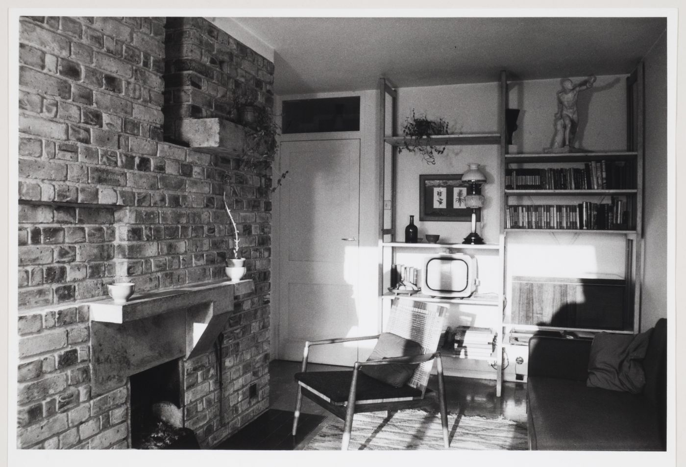 Interior view of living room, flats at Langham House Close, Ham Common, London, England