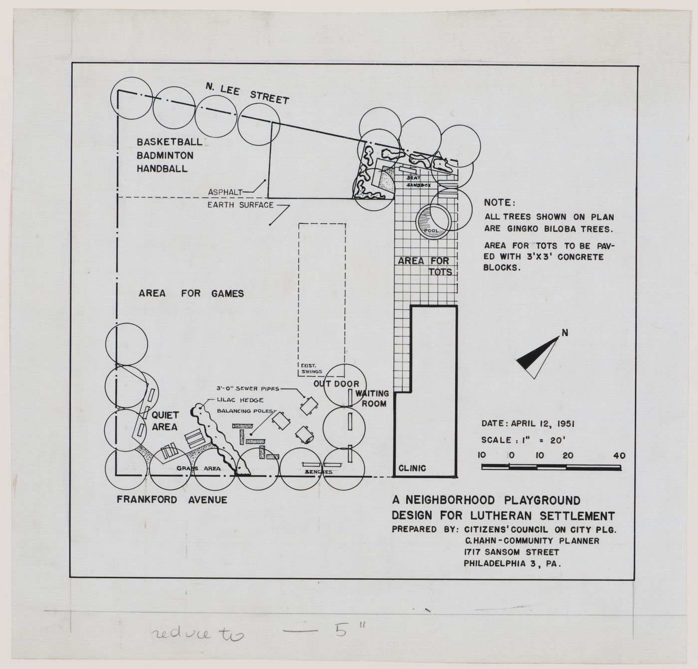 Neighbourhood playground for the Lutheran Settlement House, Philadelphia, Pennsylvania: Landscape plan