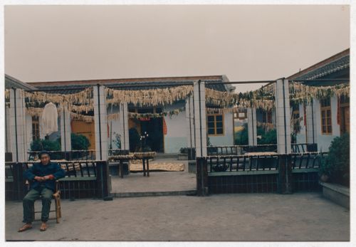 View of public square in rural Sichuan province, China