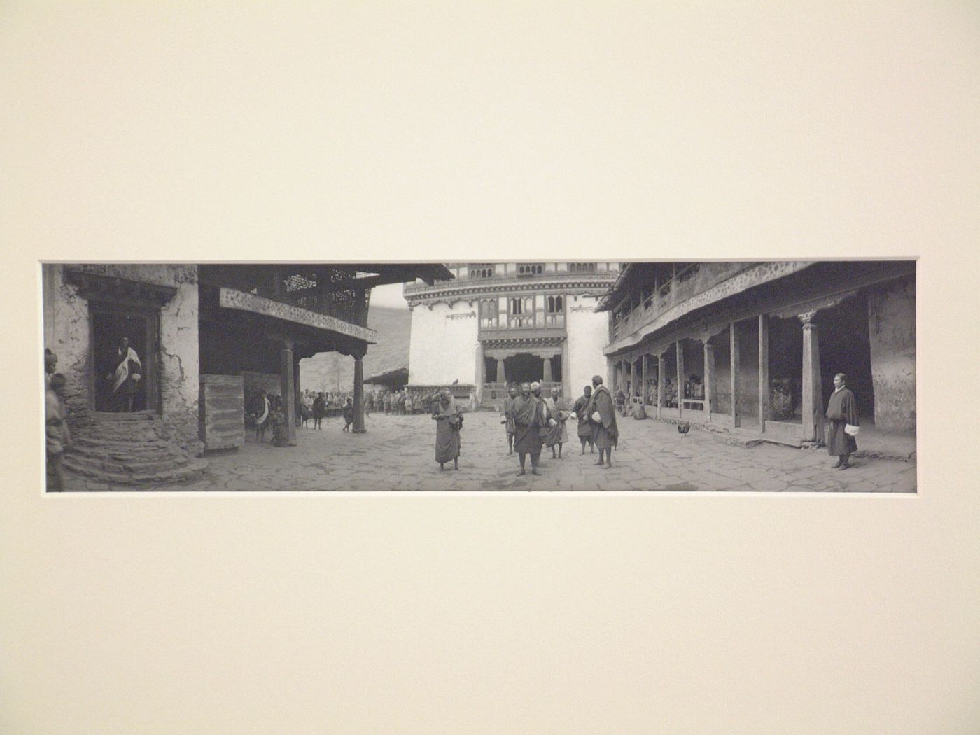 Partial view of a courtyard, possibly in the Rinchenpung Dzong [Dzong of the Heap of Jewels], Paro [?], Bhutan