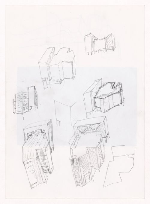 Sketch axonometric views and perspective for Plano Centre Ville de Montreuil, Montreuil, France