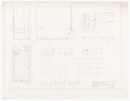 Bathroom floor plans and sections for Casa Spataro, Milan, Italy