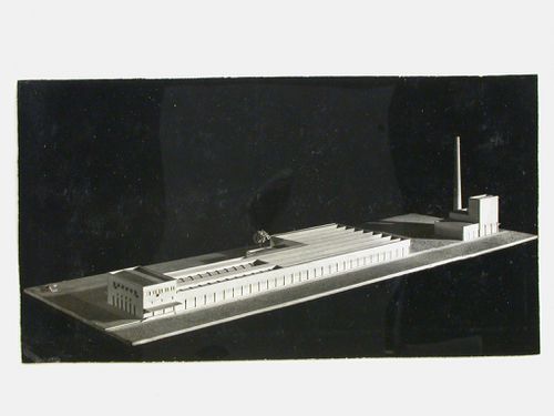 Photograph of a model of textile factory, Essen, Germany