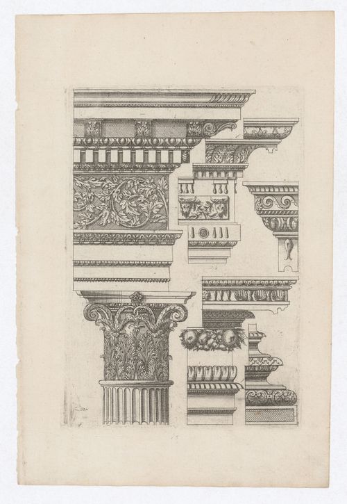 Design for corinthian column, entablature and details