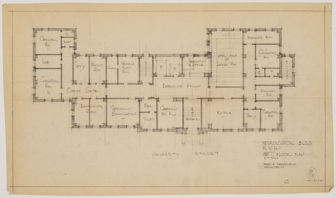 Montréal Neurological Institute, Montréal, Québec: first  floor plan