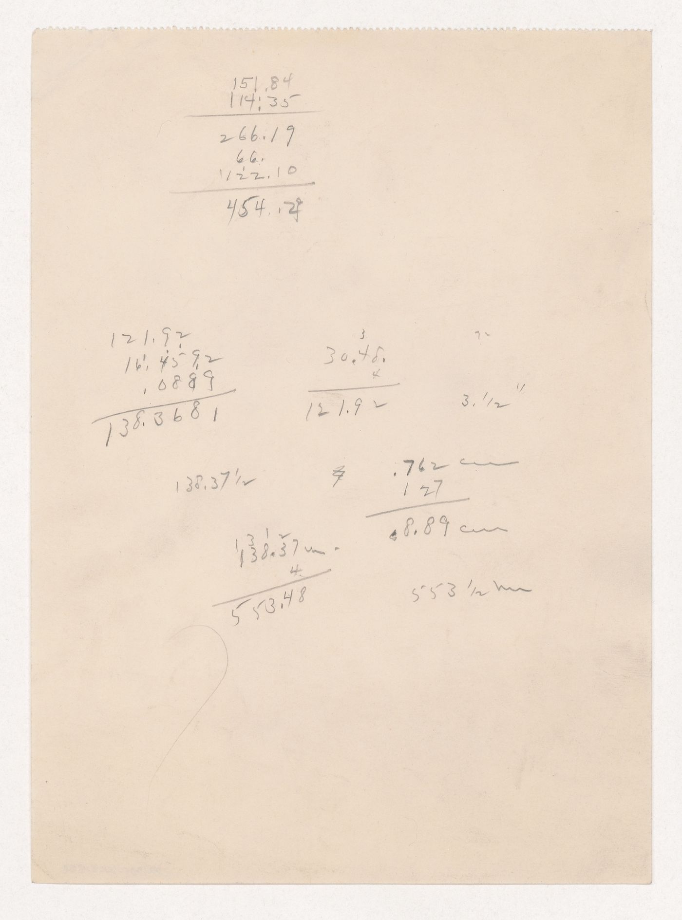 Calculations, probably for Illinois Institute of Technology