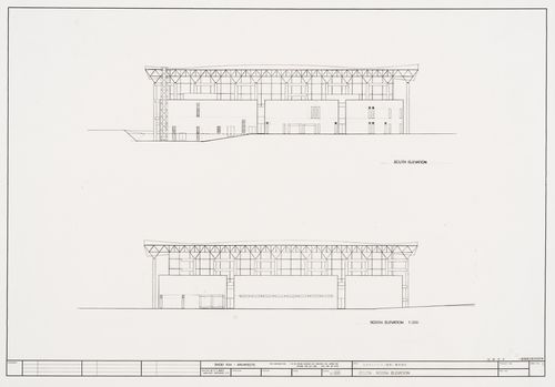 South and north elevations, Galaxy Toyama Gymnasium, Imizu, Japan