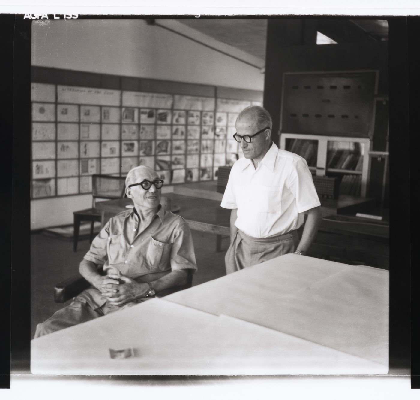 Photographs of Le Corbusier and Pierre Jeanneret in the Architects' office in Chandigarh, India
