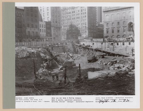 Seagram building under construction, 375 Park avenue, New York, N.Y., south-west view