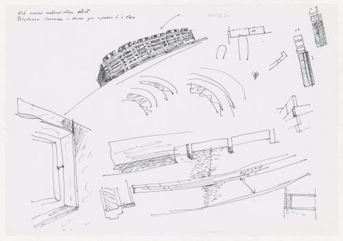 Sketch details and perspective for Ceramique Terrein Blocos de habitação e escritórios, Maastrich, the Netherlands