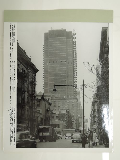 Seagram building under construction, 375 Park avenue, New York, N.Y., west view
