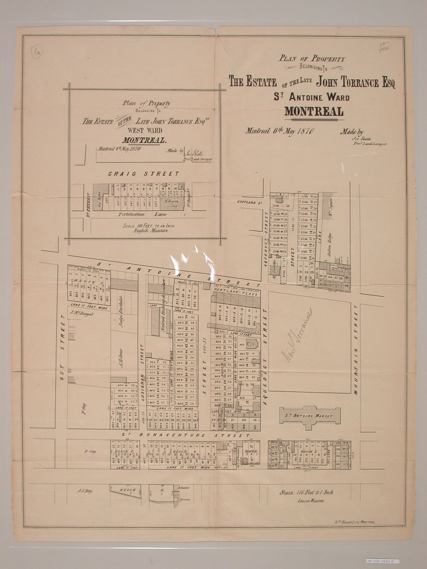 Plan of the estate of Sir JohnTorrance, Montréal