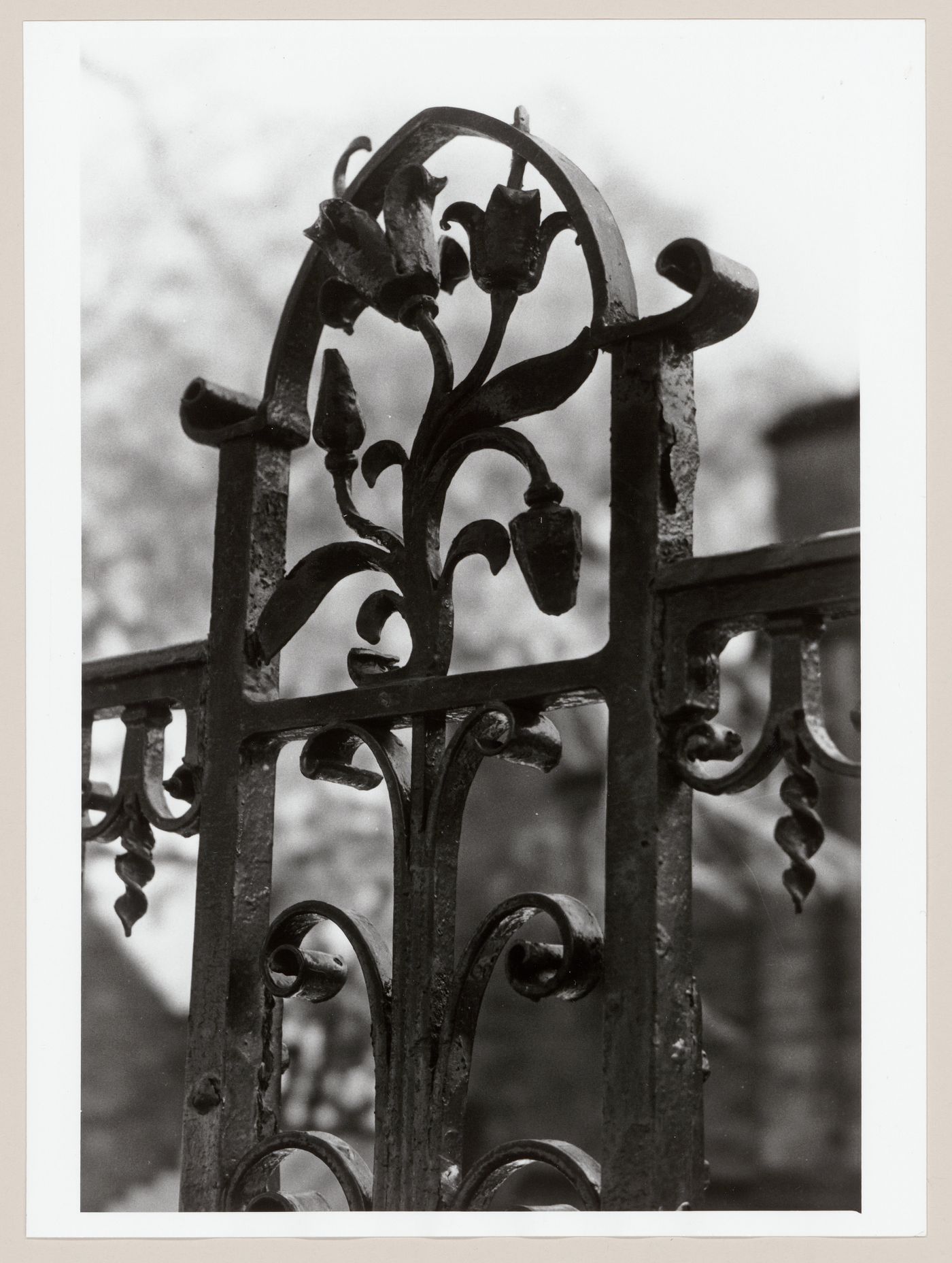 Detail of the ironwork of the gate, 12-14 Sunnyside Avenue, Westmount, Québec
