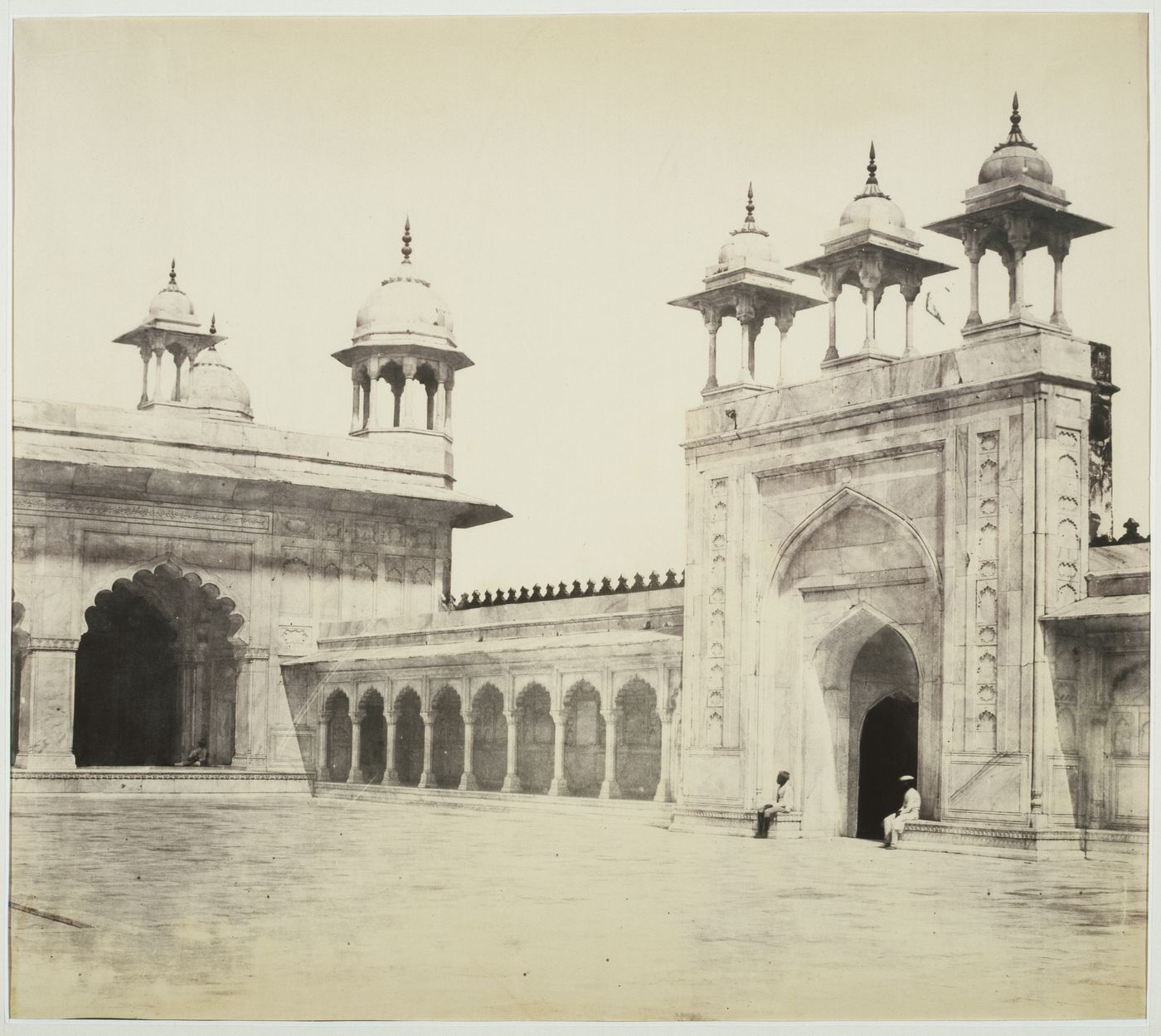 Panorama of the Moti Masjid [Pearl Mosque] showing part of the façade and the portal, Agra Fort, Agra, India