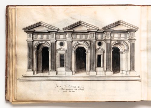 Design for three arches and pediments according to the Doric order