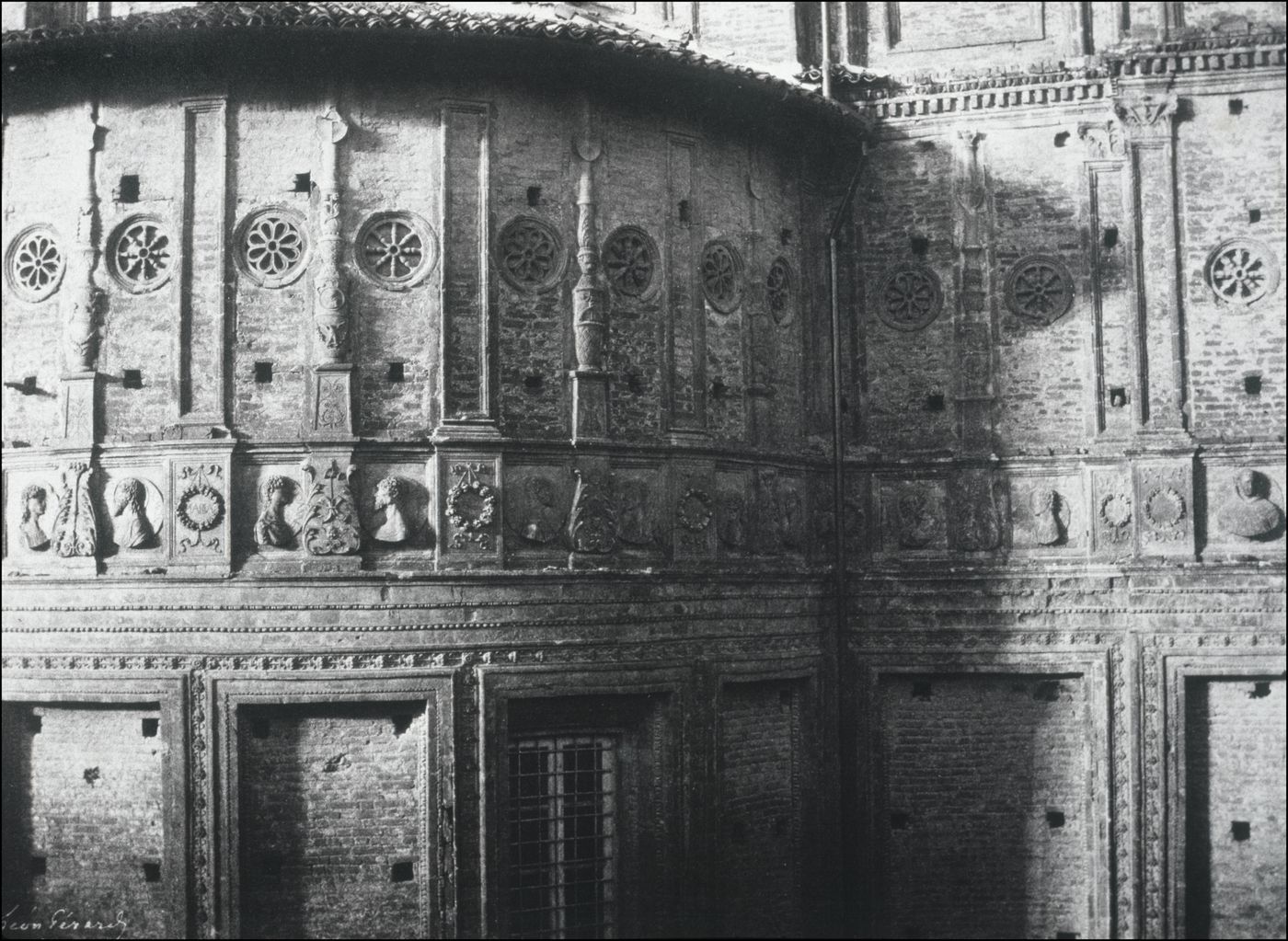 Church of Santa Maria delle Grazie, southern apse, view of terra cotta decoration, Milan, Italy