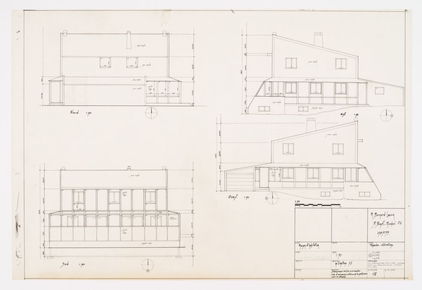 Façades, élévations, Maison Bernard Laurin, Saint-Benoît, Mirabel, Québec, Canada