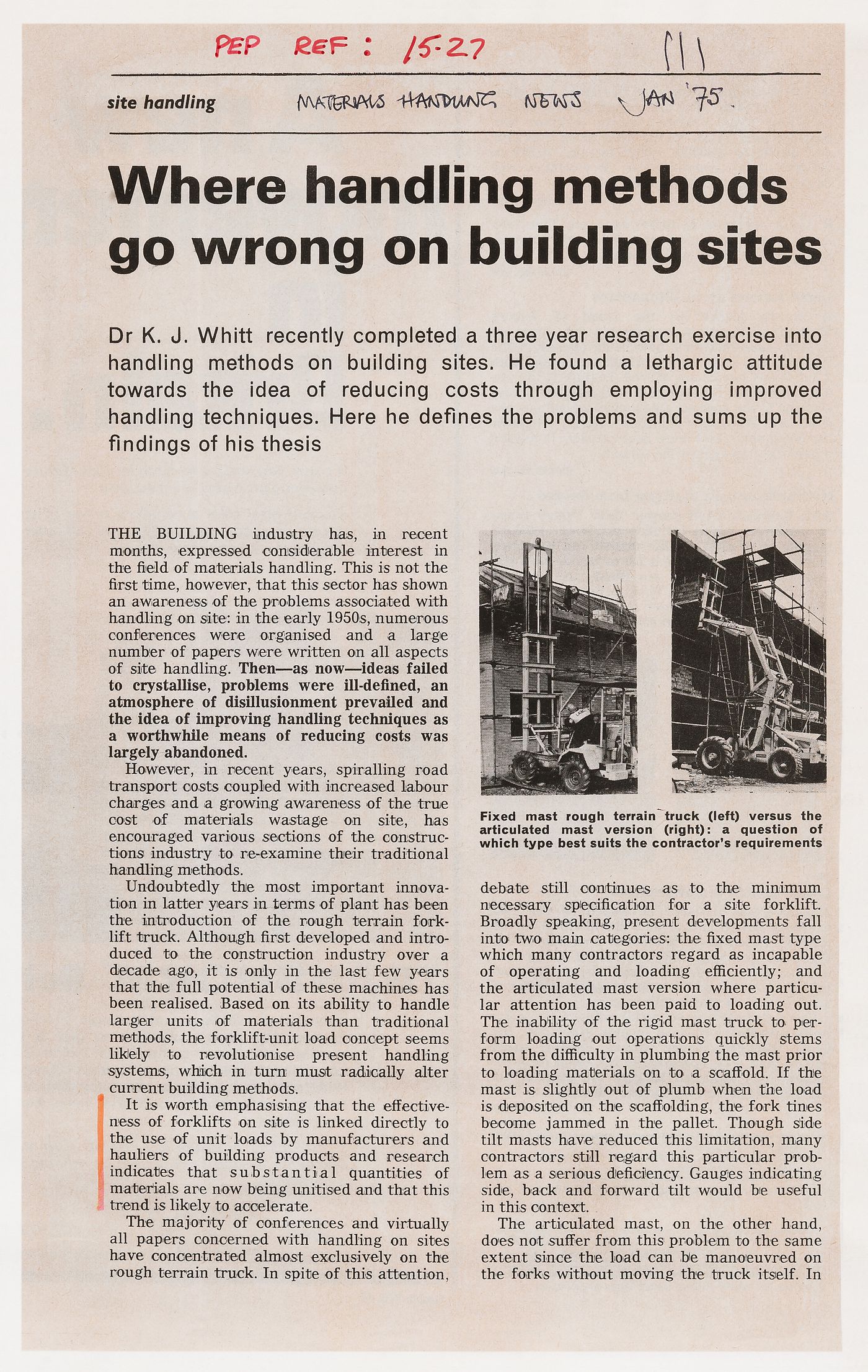 Where handling methods go wrong on building sites