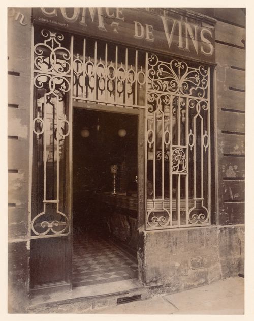 Detail of façade of 18th century bistro, Paris, France