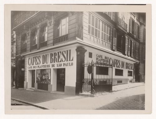Exterior view of Cafés du Brésil coffee shop, from street, Wagram avenue, 8th arrondissement, Paris, France